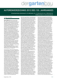 <p>Wer schrieb letztes Jahr welchen Artikel in dergartenbau?</p>