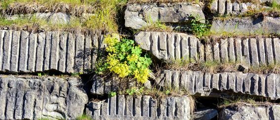 Stützmauer aus Rohblöcken