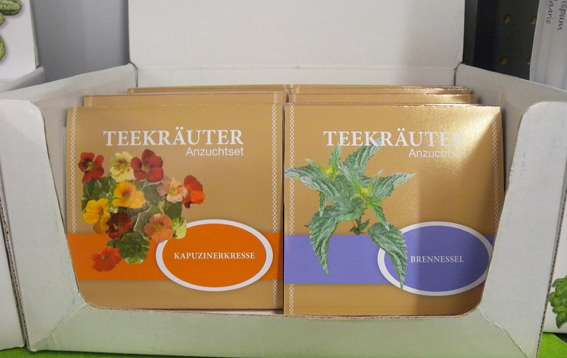 Saatgut im dekorativen Karton