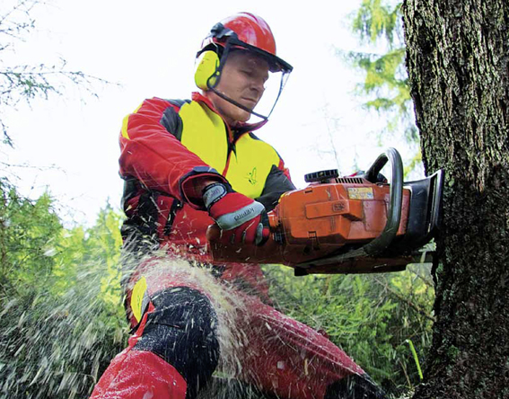 Beim Einsatz der Motorsäge