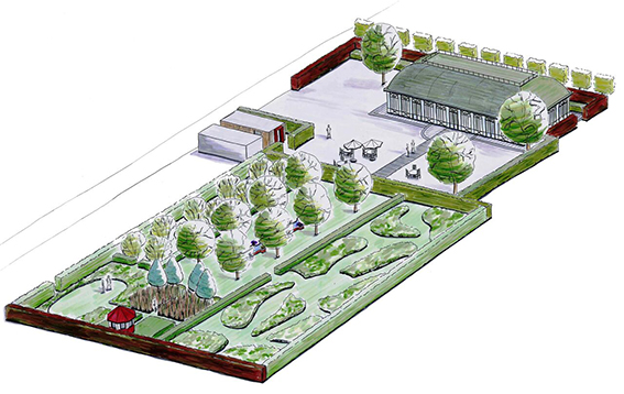 Isometrie des Gartenatelier: